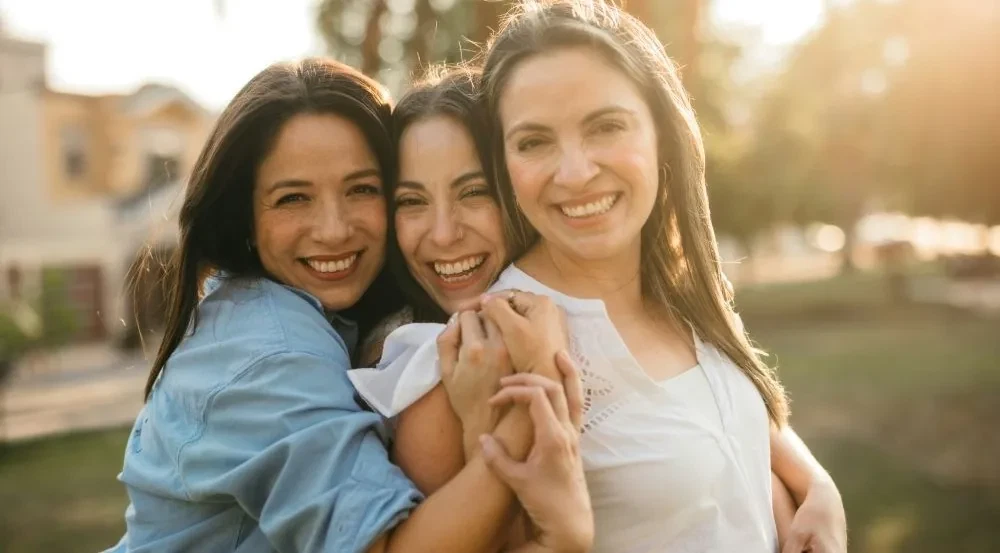 Friends smiling together
